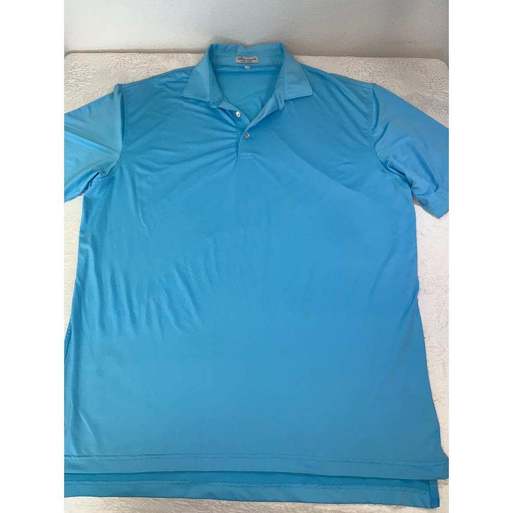 Peter Millar Summer Comfort Mens Large Blue Short Sleeve Performance Polo Shirt